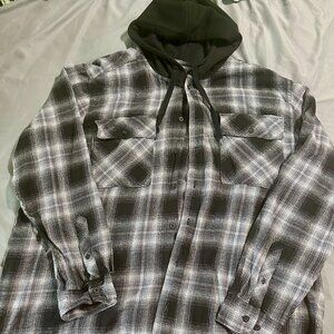 Flannel button up Hoodie